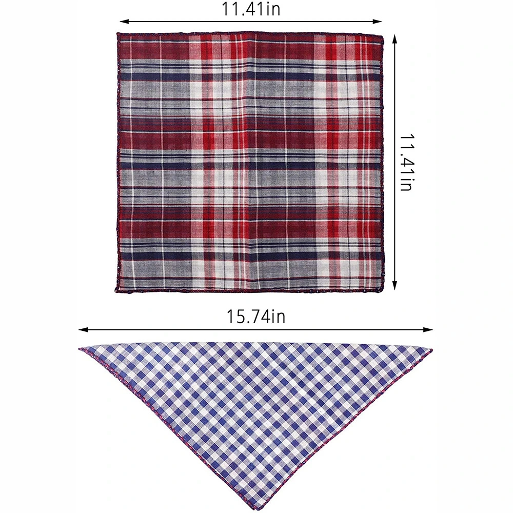 Wholesale Eco-Friendly Custom Cotton Elegant Plaid Printed Pet Dog Bandana