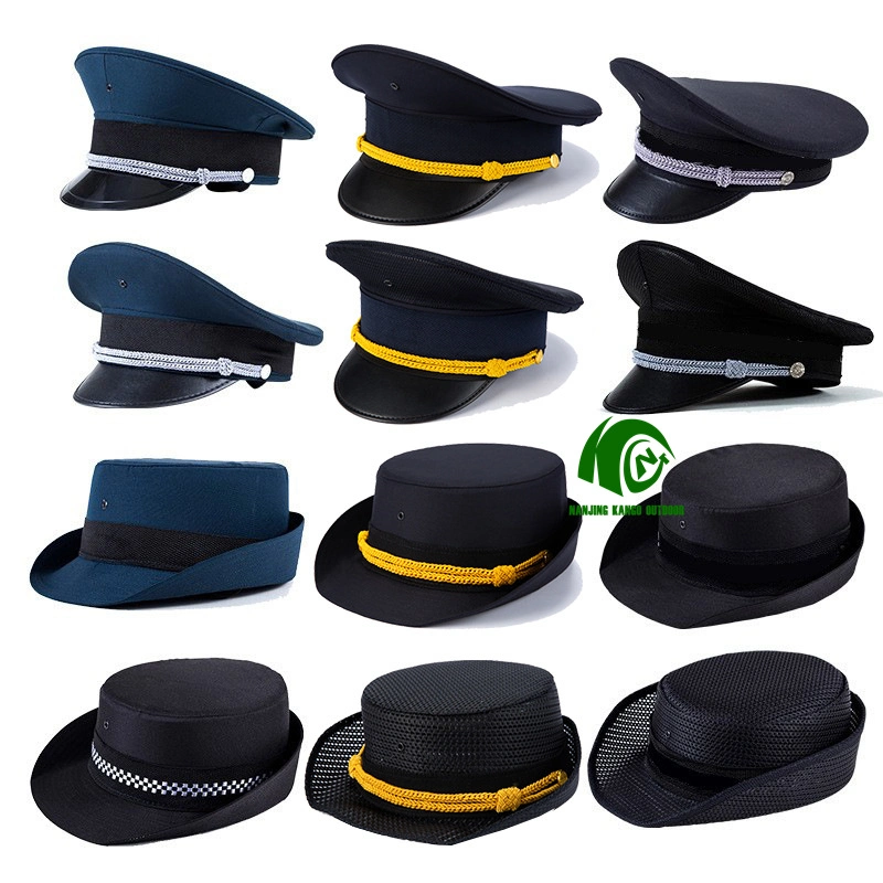 Kango High Quality Cheap Security Guard Military Hands Officer Peaked Embroidery Cap