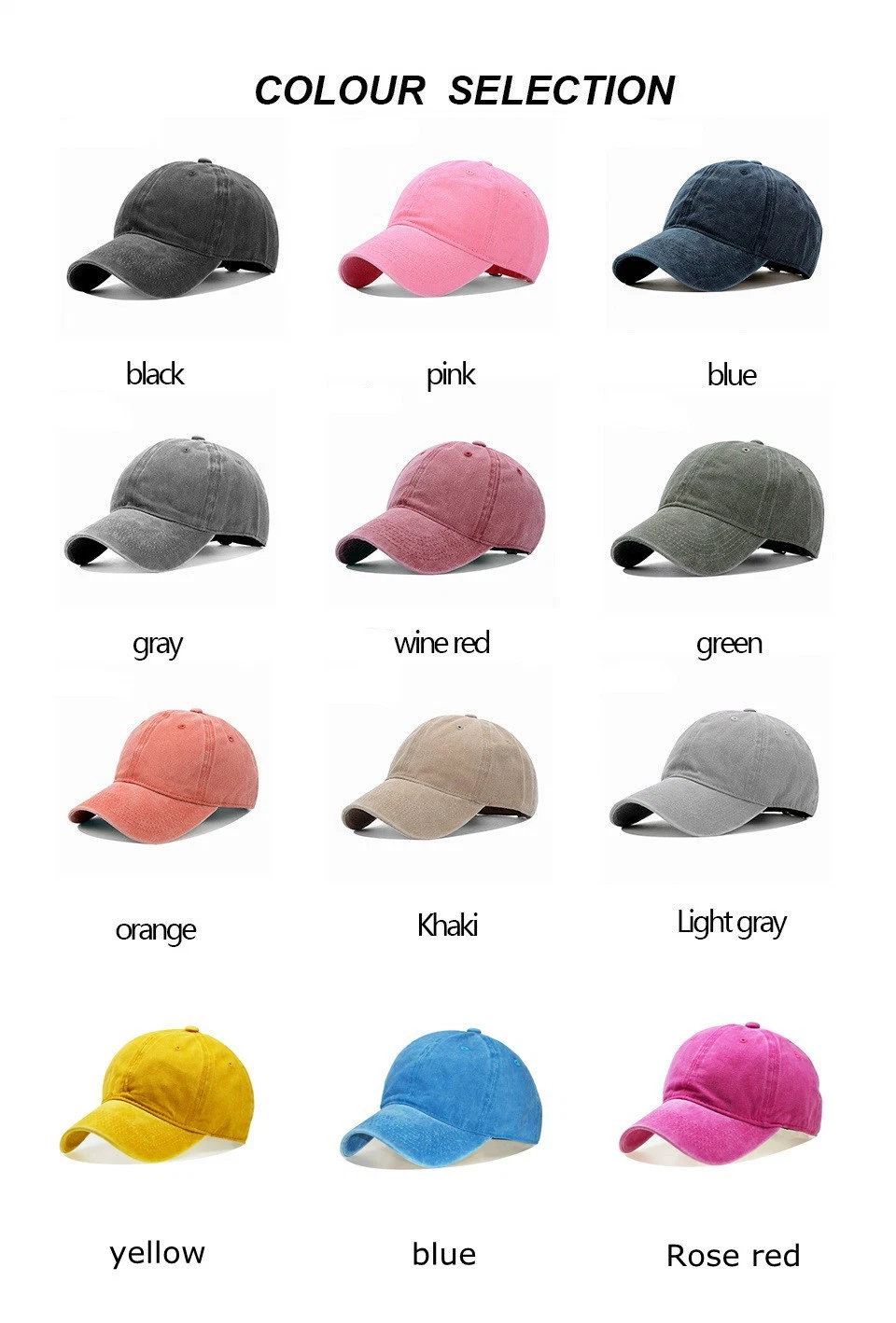 Lightweight Cotton Baseball Cap for Adults and Kids - Solid Color