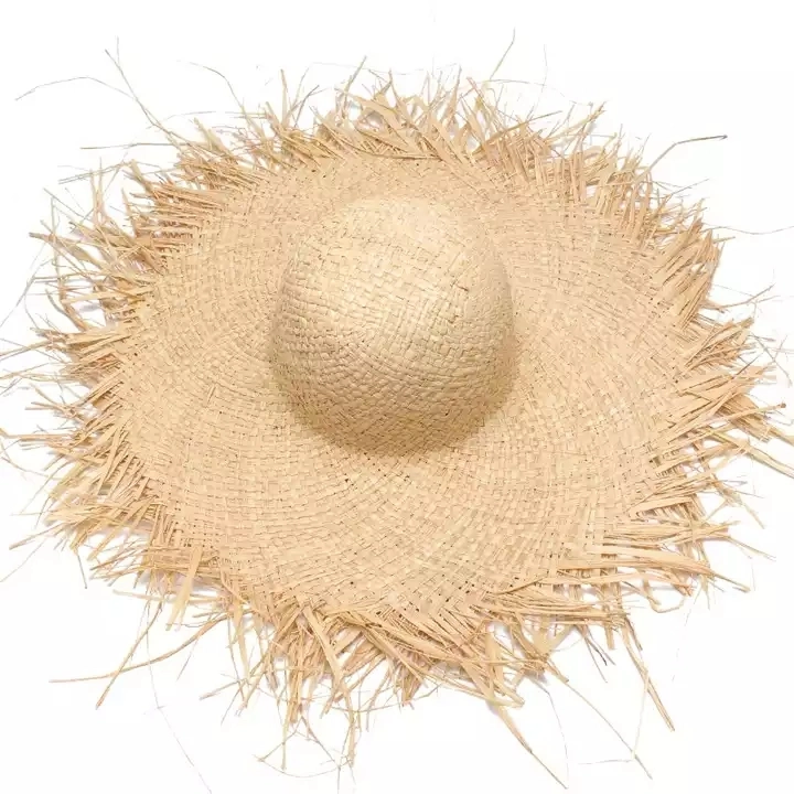 Women Hand Made Raffia Super Extra Large Wide Rough Brim Rough Straw Hat Summer Sun Beach Hat Sun Visor Cap Straw Hat