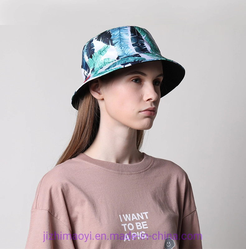 Wholesale Custom Women Fashion Sublimation Embroidered Cotton Fashion Casual Reversible Two Sides Bucket Hat