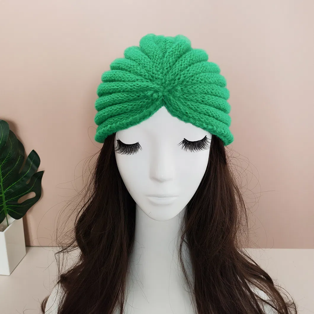Wholesale Thick Turban Head Wrap Knitted Beanie Hats Muslim Hat