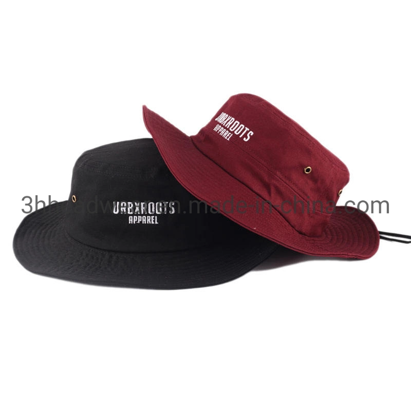 Embroidery Cotton Black Bucket Hat Custom Summer Fashion Fisherman Hat