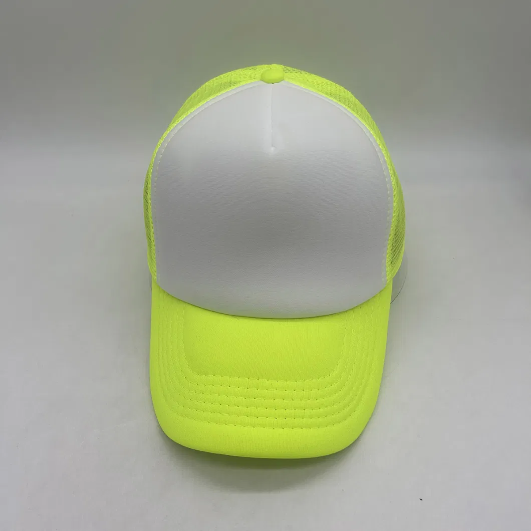 100% Polyester Fluorescent Jersey Fabric Plain Blank Foam Mesh Trucker Hat BSCI Factory