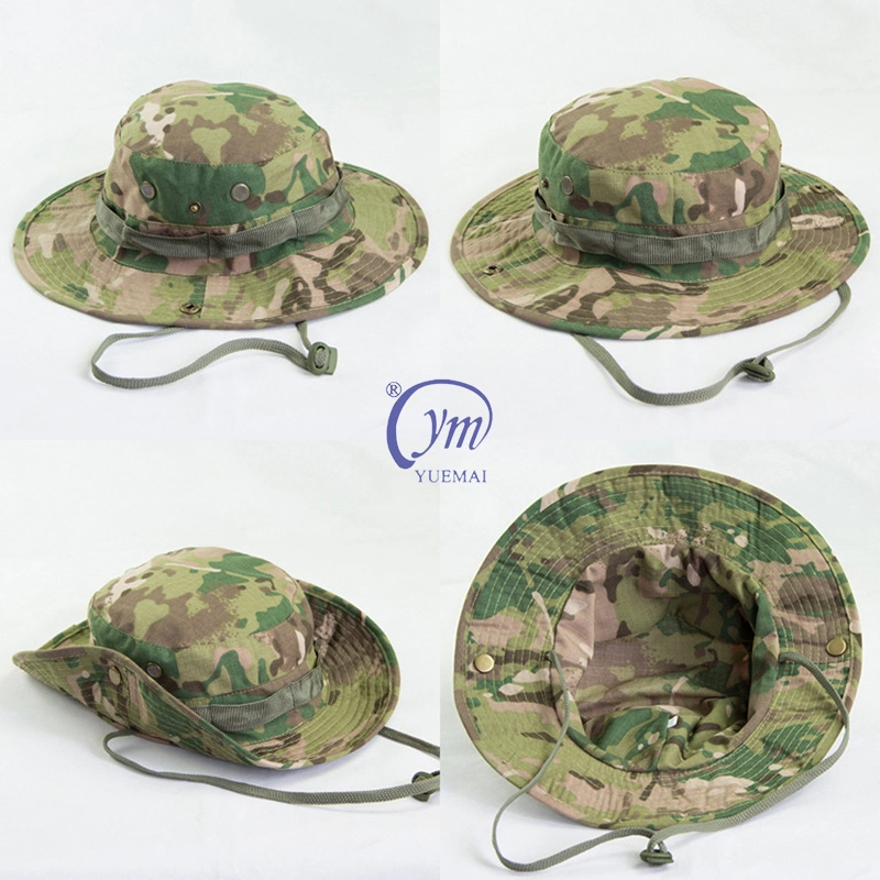 Custom Embroidery Summer Hunting Fishing Outdoor Sun Protection Adjustable Camo Military Tactical Bucket Hat