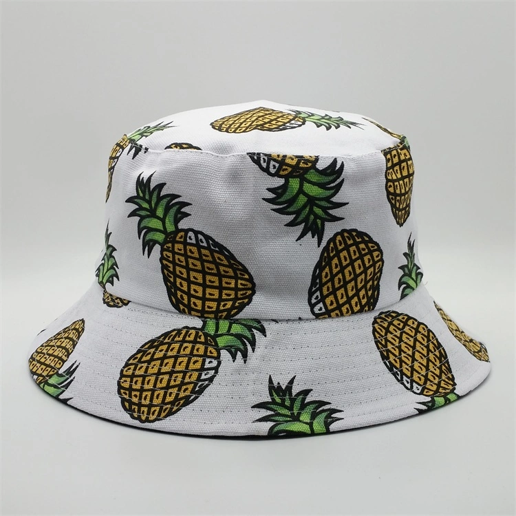 Custom Logo Designer Print Blue Green Pineapple Logo Blank Cotton Adult Unisex Terry Cloth Toweling Bucket Hat