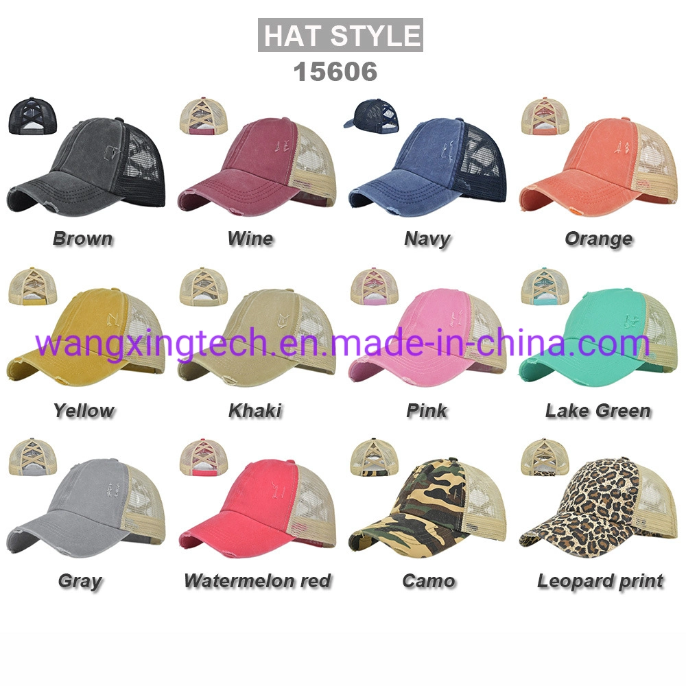 Wholesale Elastic Ponytail Hole Baseball Cap Braided Girl Hat Sunshade Snapback Soft Retro Cap