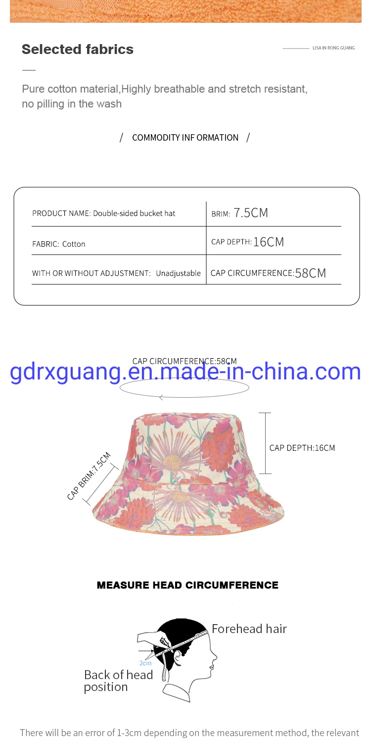Fashion High Quality Custom Reversible Terry Towel Cloth Bucket Hat