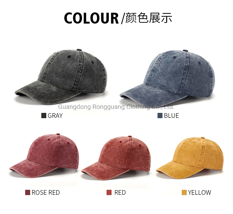 Colorful Wholesale Custom Cotton Fashion 6 Panel Cotton Washed Blank Sports Hats Baseball Hats Sun Hats