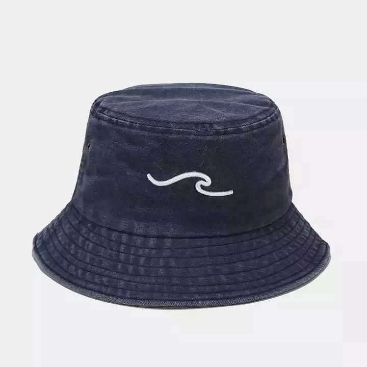 Fisherman Cotton Washed Vintage Bulk 3D Embroidery Logo Bucket Cap Custom Denim Design Your Own Bucket Hat