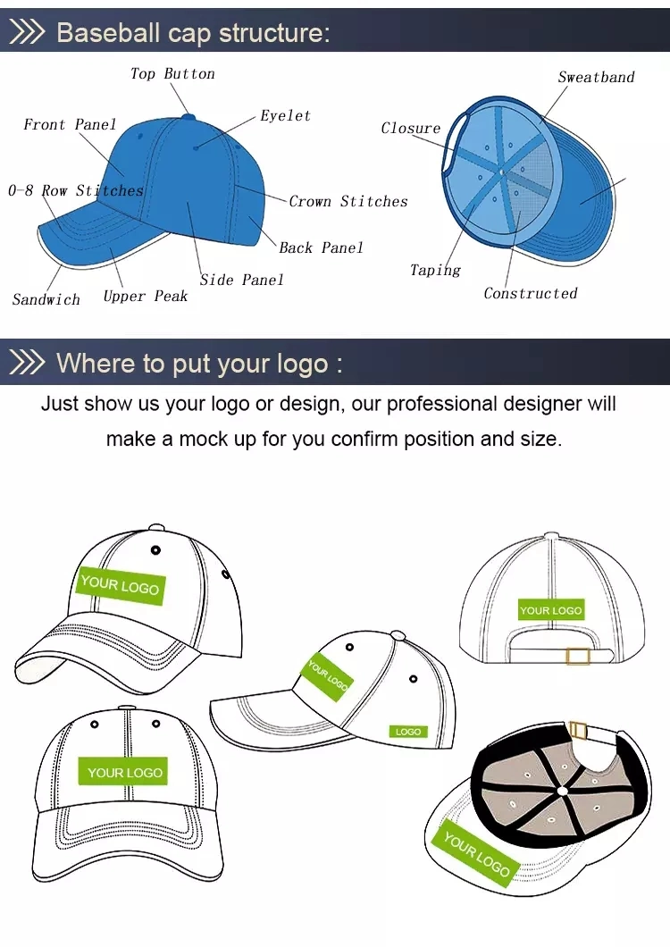 Customized 100% Cotton Fashion Golf Cap with 3D Embroidery Logo Baseball Cap and Hat