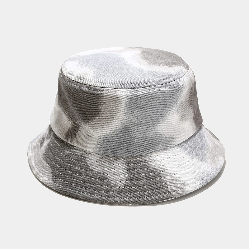 Trendy Unisex 100% Cotton Travel Beach Sun Packable Hat Wide Brim Tie Dye Bucket Hat