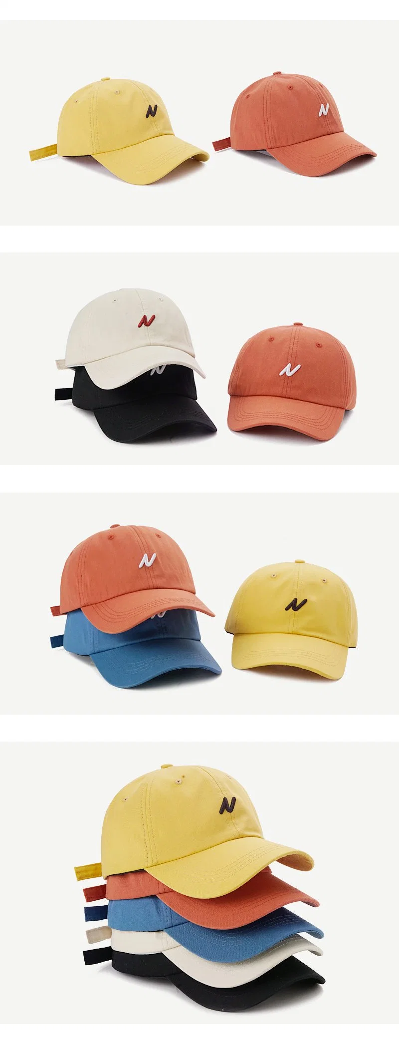 Colorful Spring 6 Panel Custom Logo Adjustable Unstructured Dad Hats