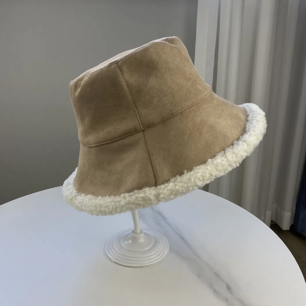 Women Fuzzy Sherpa Teddy Style Vintage Warm Faux Fur Wool Bucket Hat Vintage Cloche Hats