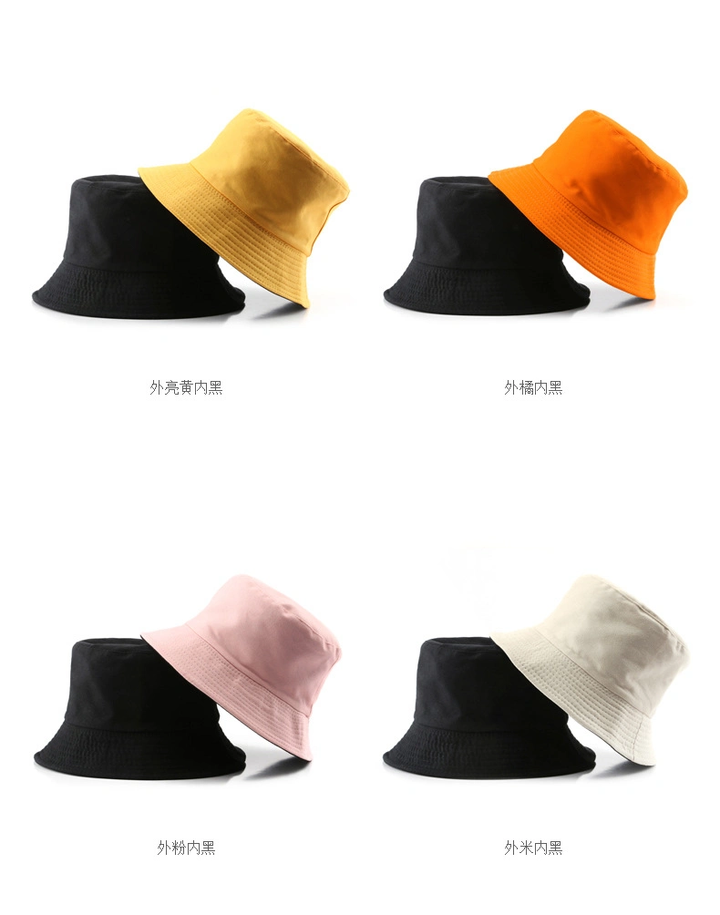 Wholesale Custom High Quality Spring Fall Fashion Reversible Solid Colour Fisherman Cap Outdoor Sun Protection Sun Hat Bucket Sports Cap