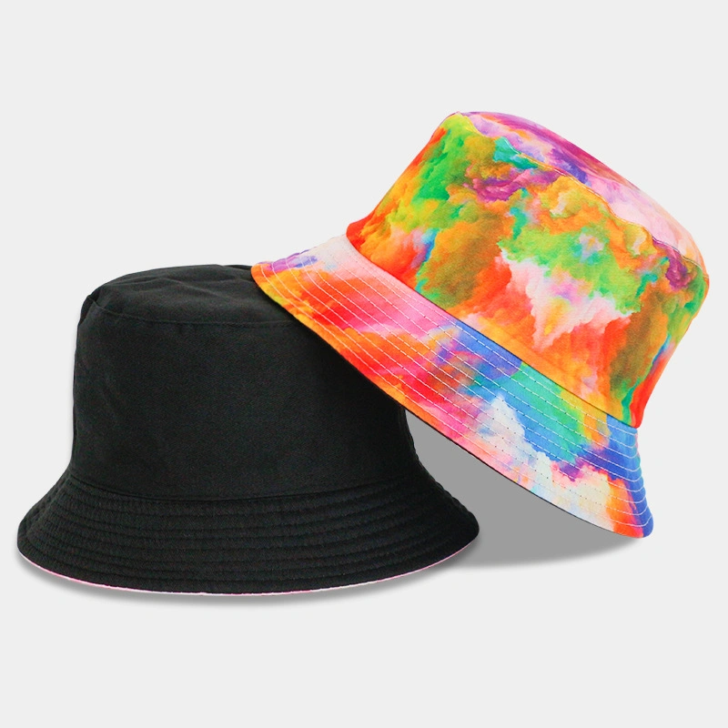 Wholesale Sublimation Printing Customized Logo Cotton and Polyester Reversible Bucket Hat