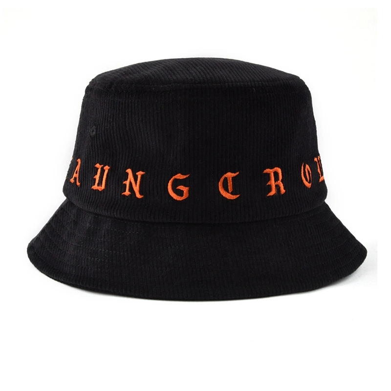 Wholesale Custom Embroidery Logo Fishing Cap Corduroy Bucket Hats