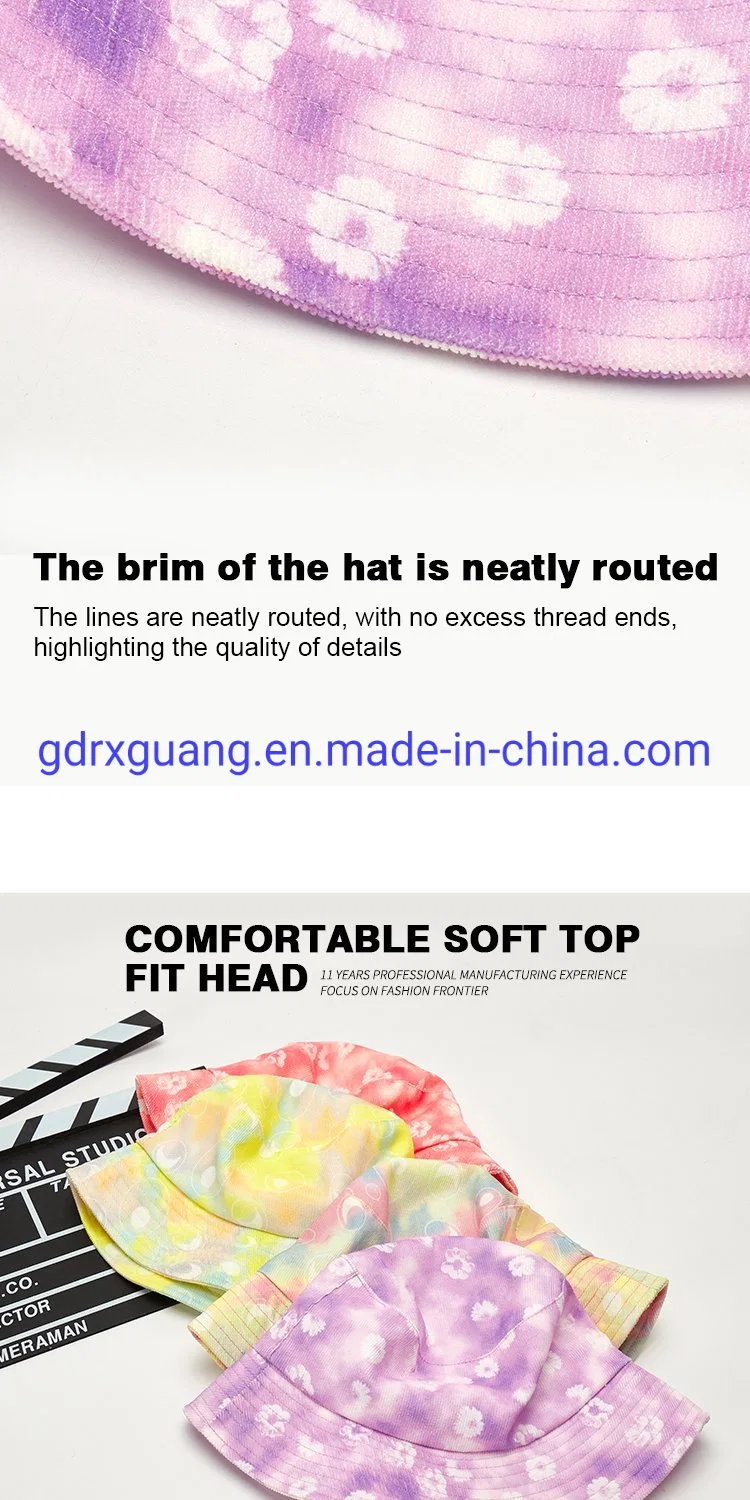 Fashion Design Custom High Quality Blank Tie Dye Corduroy Bucket Hats