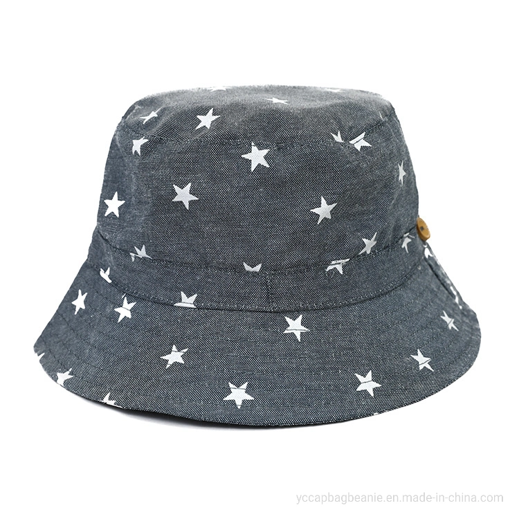 Custom Wide Brim Toddler Kids Cartoon Animal Sun Protection Bucket Hat with Adjustable Chin Strap