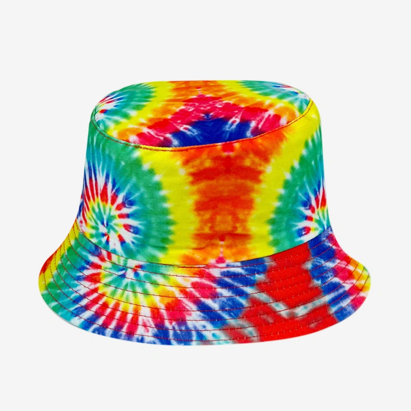 Hot Selling Custom Unisex Multi Color Tie Dye Reversible Cotton Bucket Hat