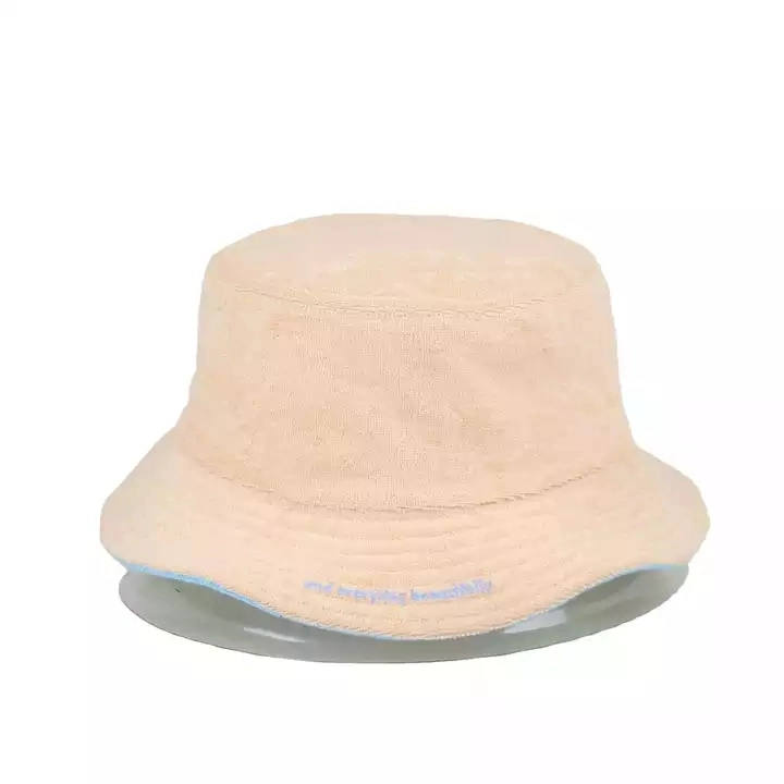 Wholesale Custom Embroidery Women Terry Towling French Reversible Terry Cloth Towel Bucket Hat