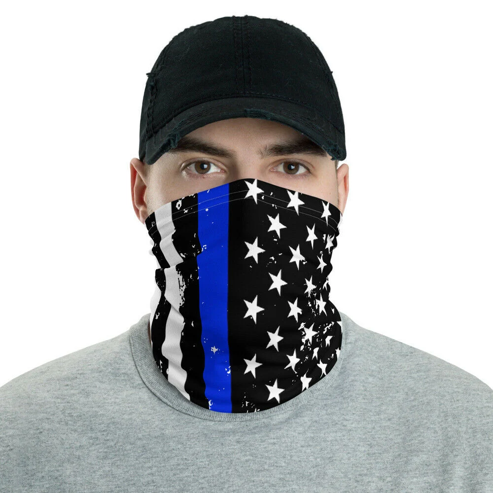 Scarf Mask Neck Gaiter Thin Red Line Us American Country Flag Bandana for Firefighter Face Men Unisex Seamless Dust Outdoors Sports Festivals