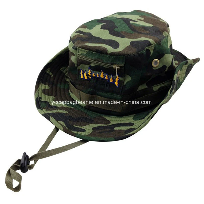 100% Cotton Wide Brim Plain Camo Jungle Bucket Hat