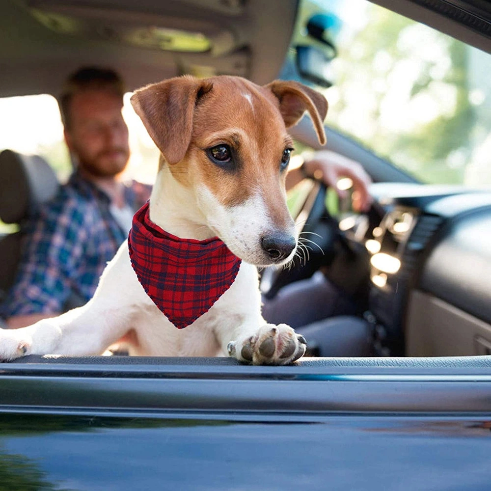 Wholesale Eco-Friendly Custom Cotton Elegant Plaid Printed Pet Dog Bandana