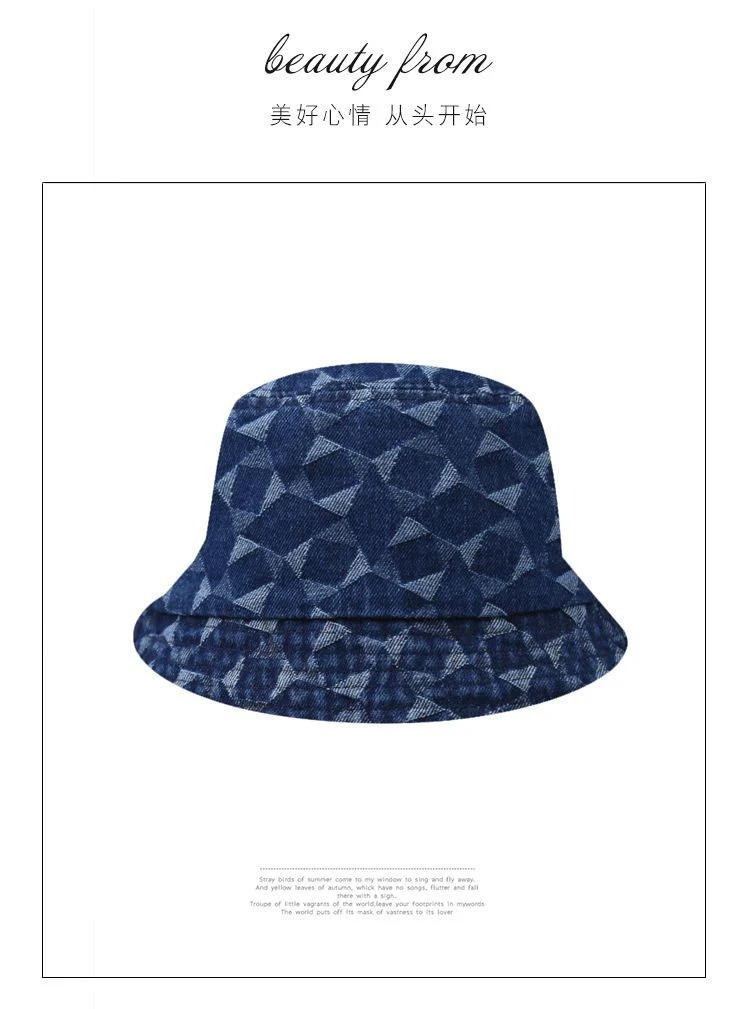 Trendy Premium Stylish Gifts Applique Embroidery Denim Fishing Bucket Hats