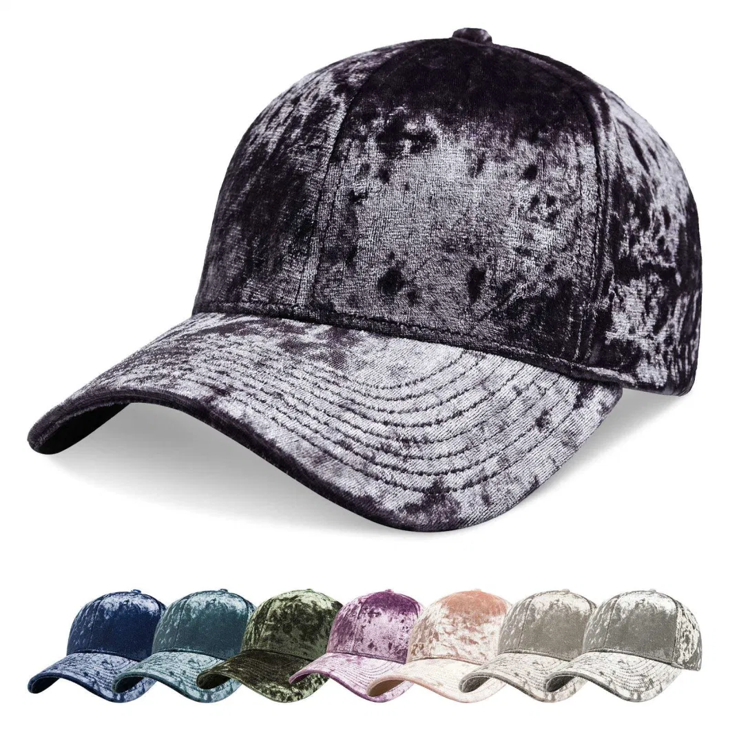 High Quality 6 Panel Embroidered Logo Hat Custom Velvet Baseball Cap