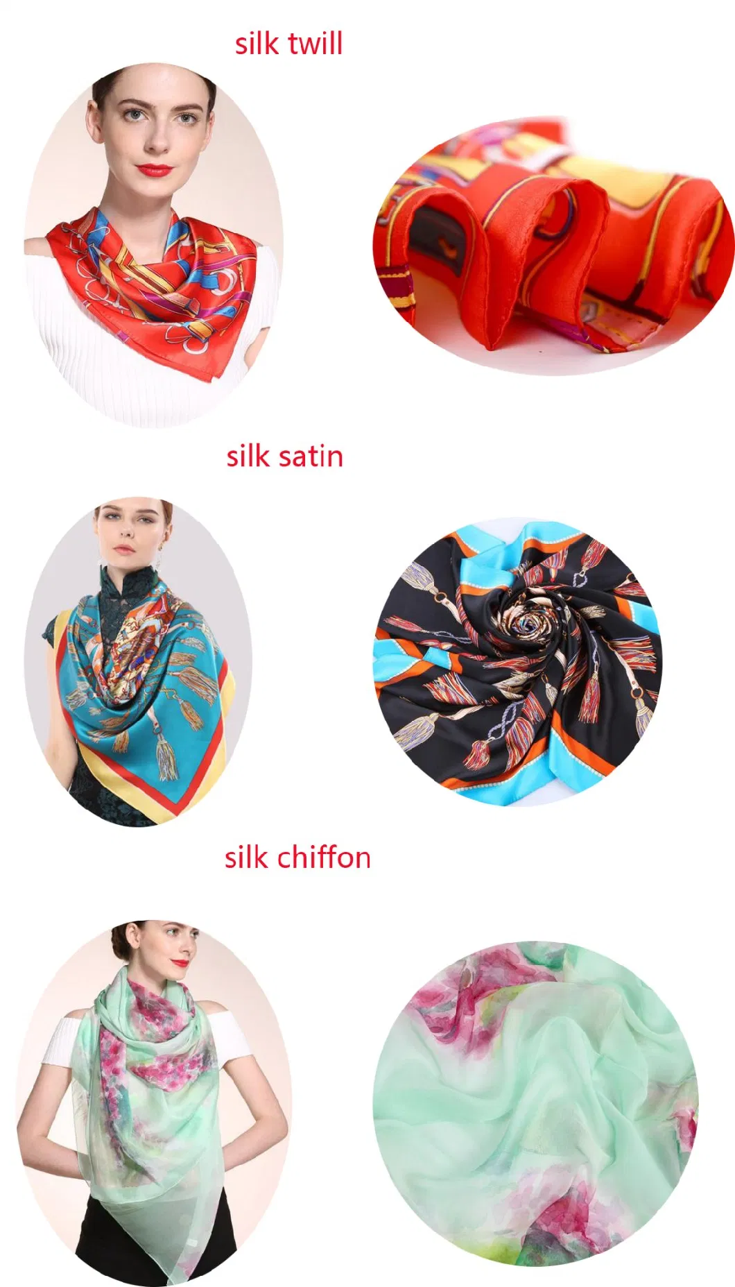 Ladies&prime; Custom Print High Quality Nature Silk Scarf Bandanas