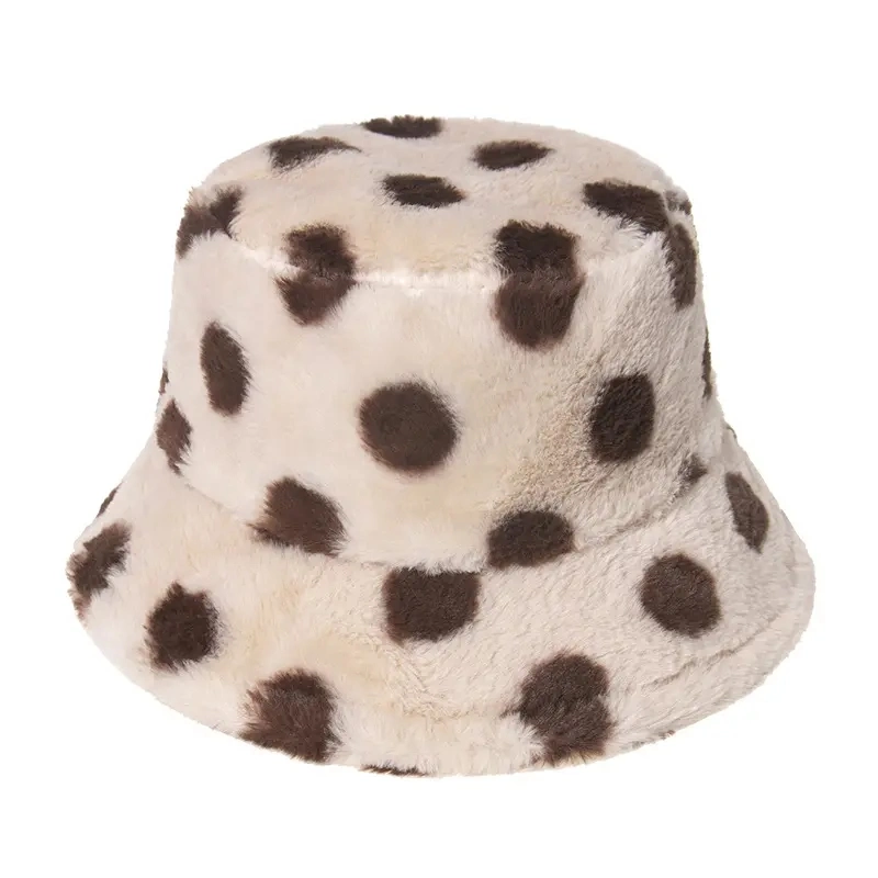 Plush Winter Bucket Hats Women Warm Fur Fuzzy Bucket Hat