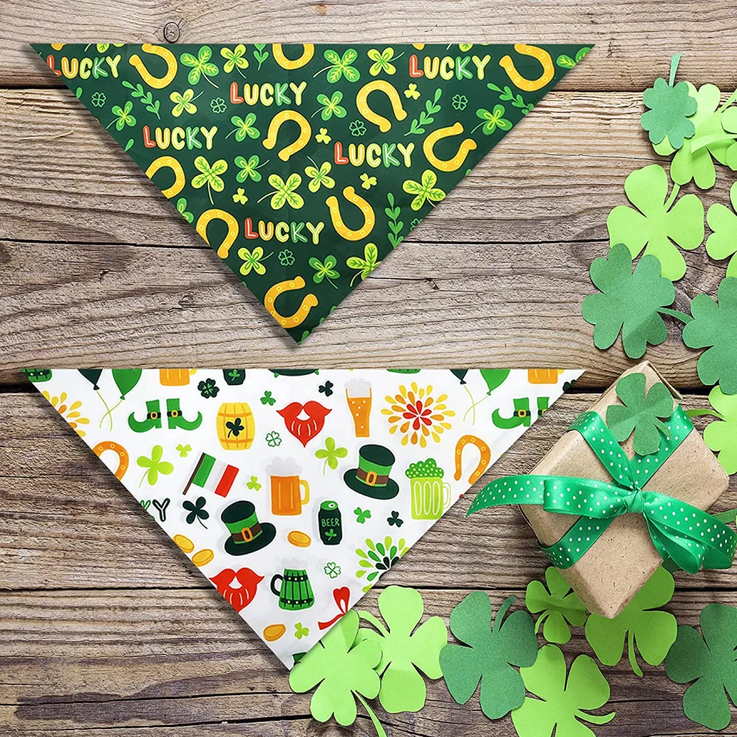 Dog Cat Bandana Holiday Irish Lucky Shamrock Bandana for Large Medium Small Puppies Pets