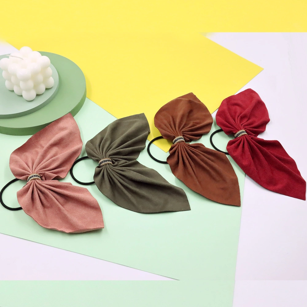 Europe America PU Leather Hair Scrunchies Solid Color Elastic Hair Band Vintage Soft Scrunchy for Women