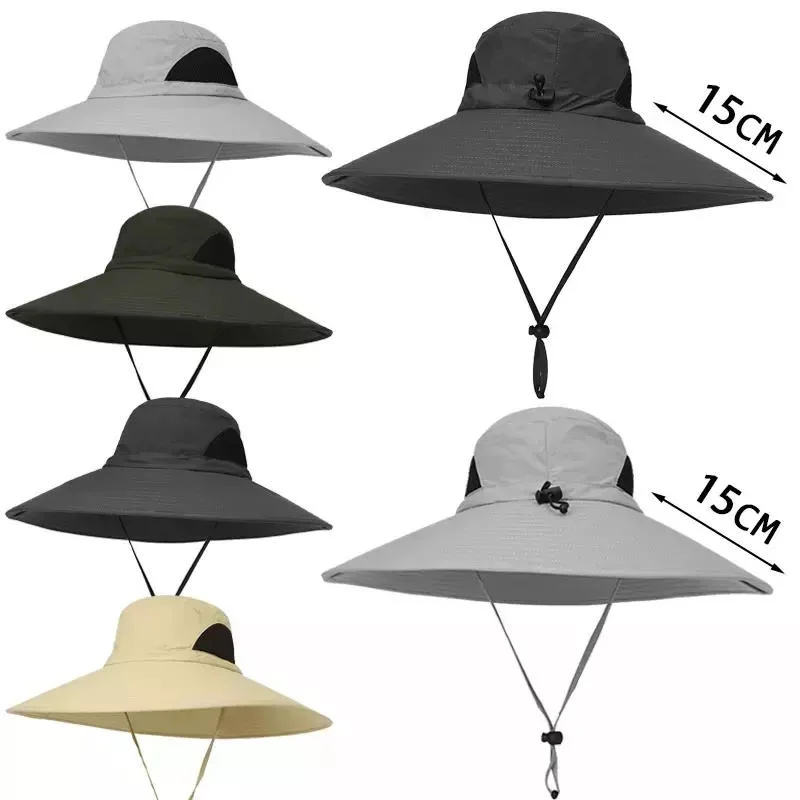 Sun Protection Wide Brim Bucket Hat Waterproof Breathable Packable Boonie Hat for Fishing