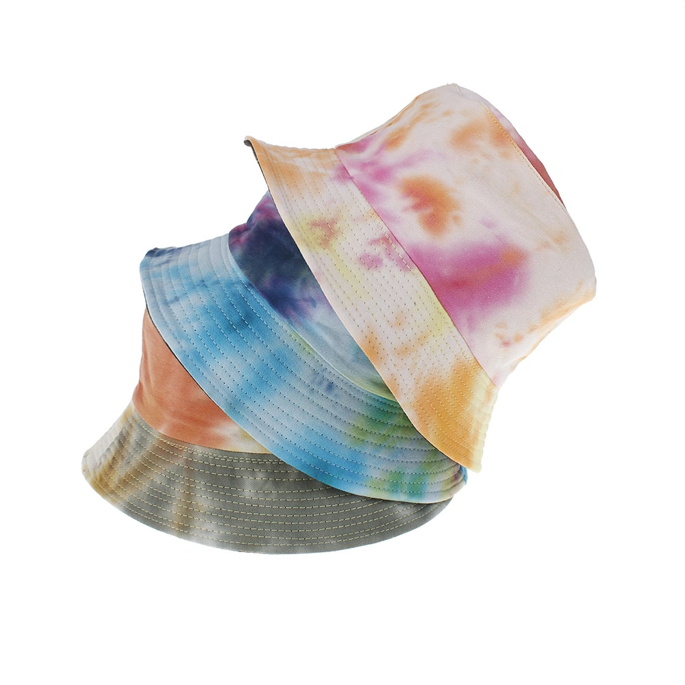 in Stock Orannge Embroidery Womens Reversible Tie Dye Buckets Hat