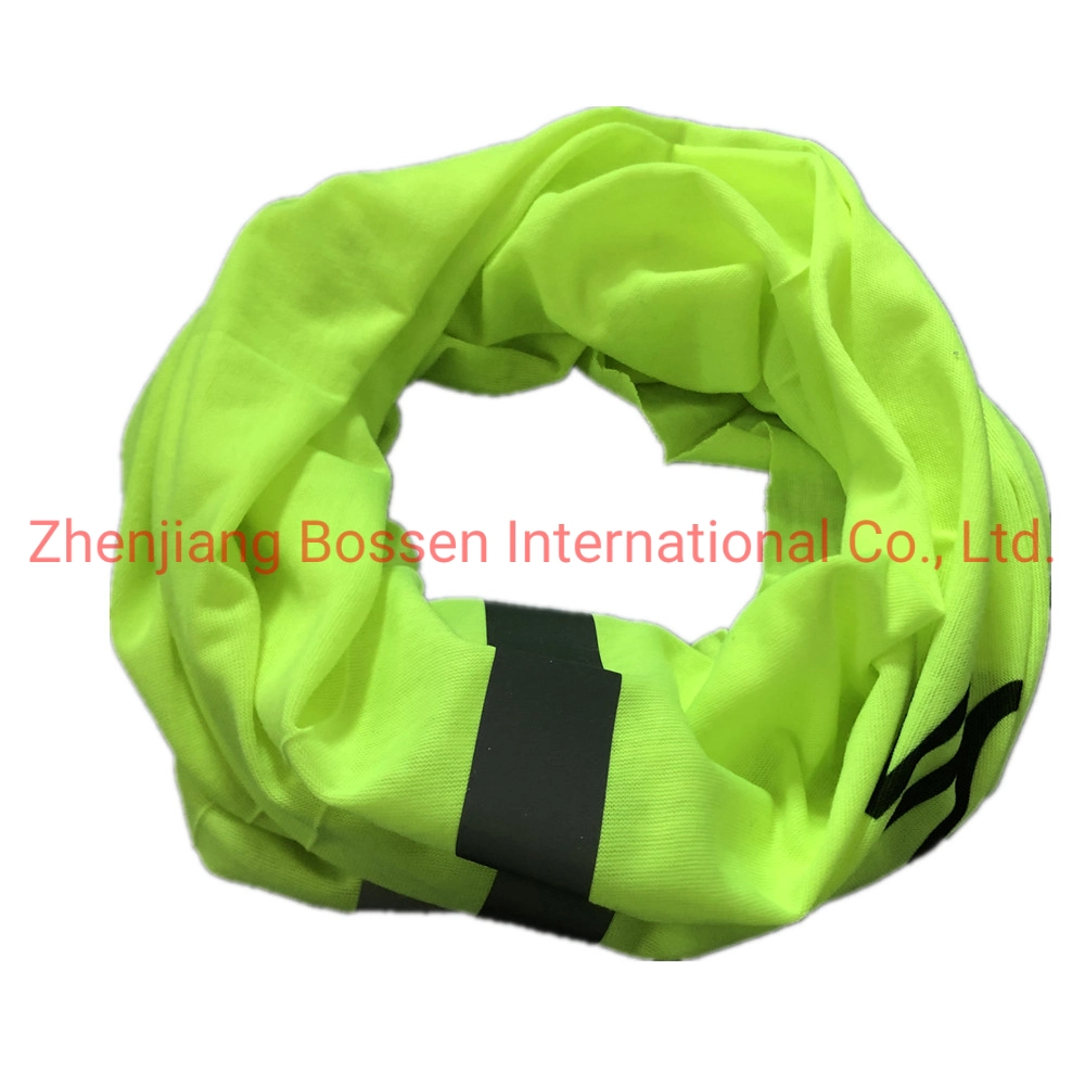 OEM Customized Logo Fluorescent Yellow Hi Vis Reflective Stripe Motorcycle Biker Running Seamless Tubular Neck Gaiter Bandanas