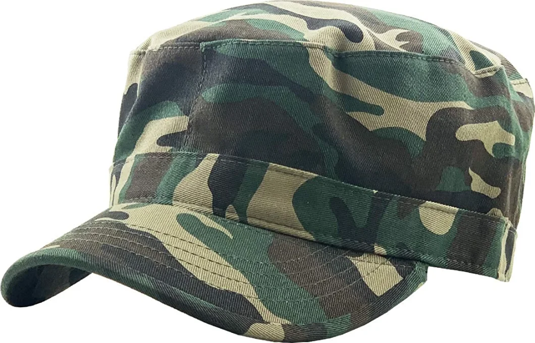 Cadet Army Cap Basic Everyday Military Style Hat 100% Breathable Cotton Plain Flat Top Twill Militray Style with Adjustable Strap