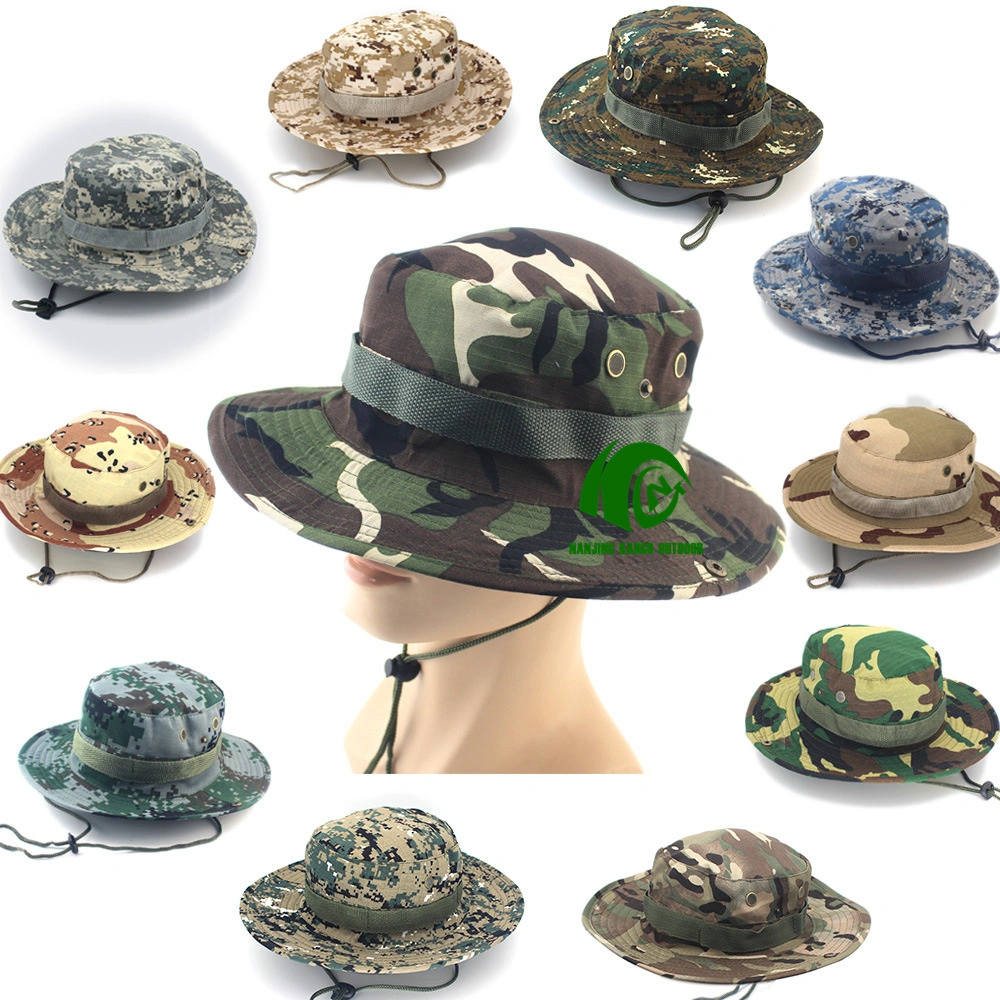 Kango Men Camouflage Bucket Hat Tactical Camo Boonie Hats Outdoor Hunting Hiking Fishing Climbing Fisherman Tactical Hat