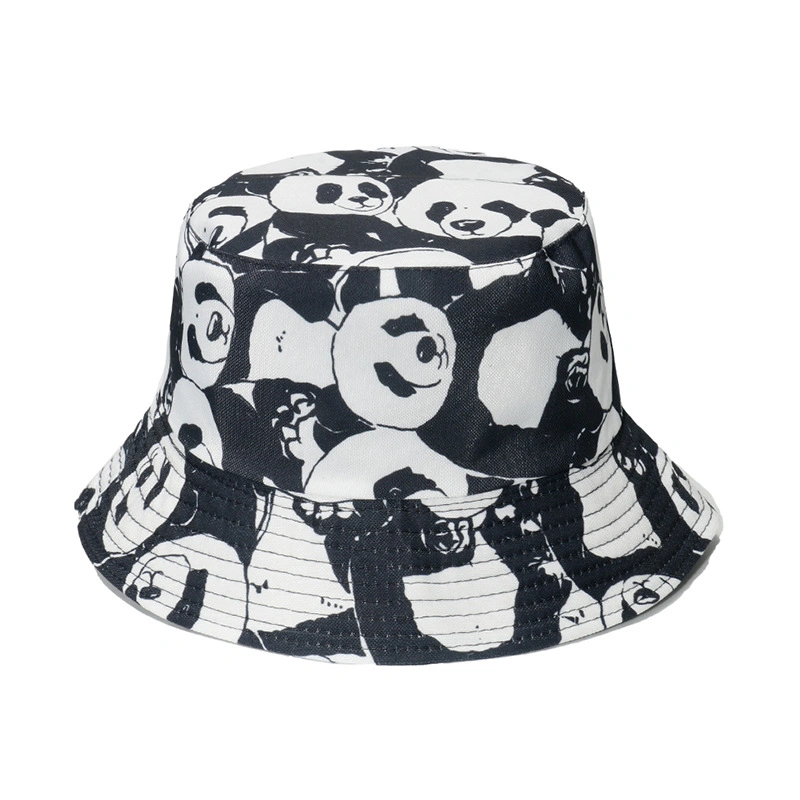 Multiple Panda Pattern Printing Bucket Hat Double-Sided Bucket Hat