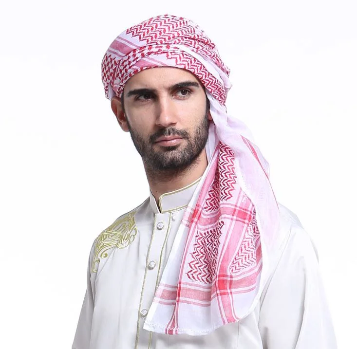 Factory Custom Bulk Keffiyeh Red Arab Turban for Mens Fashion Black Shemagh