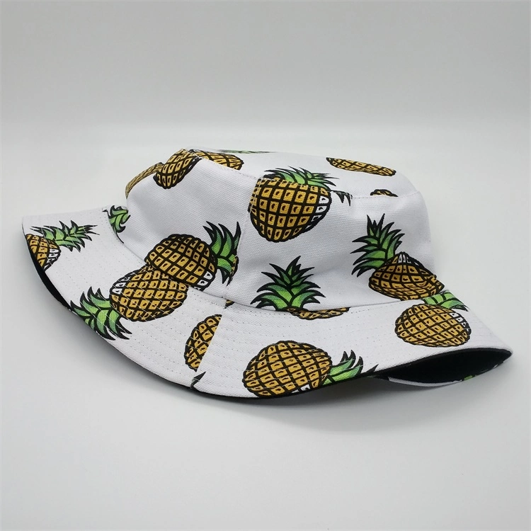 Custom Logo Designer Print Blue Green Pineapple Logo Blank Cotton Adult Unisex Terry Cloth Toweling Bucket Hat