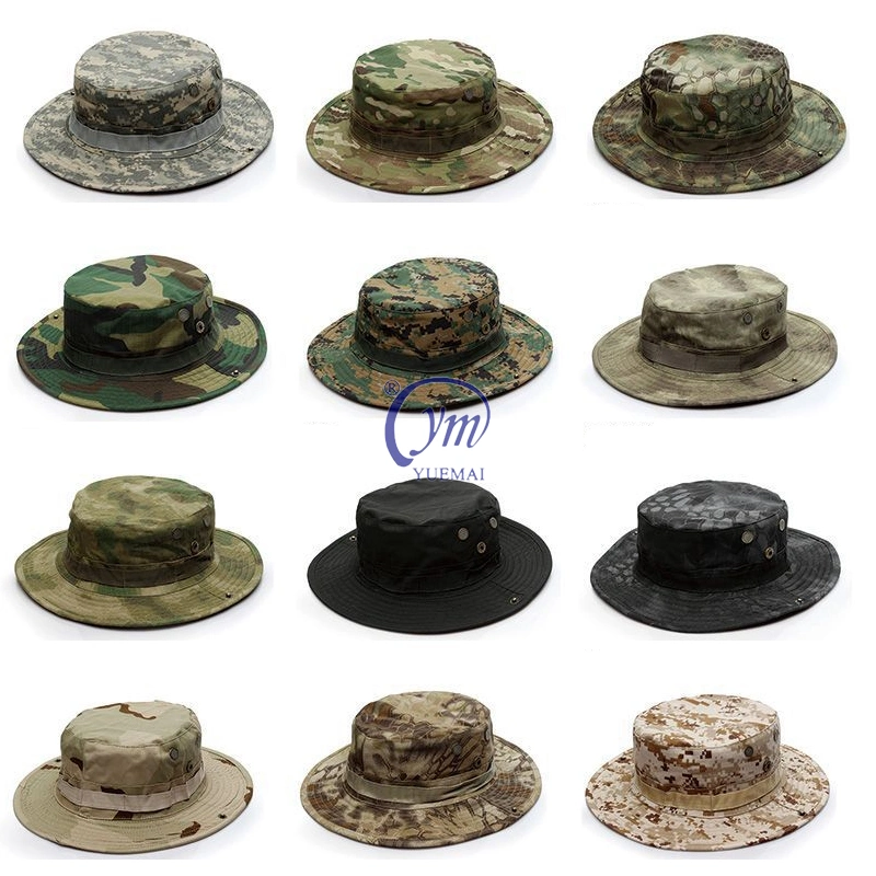 Custom Embroidery Summer Hunting Fishing Outdoor Sun Protection Adjustable Camo Military Tactical Bucket Hat