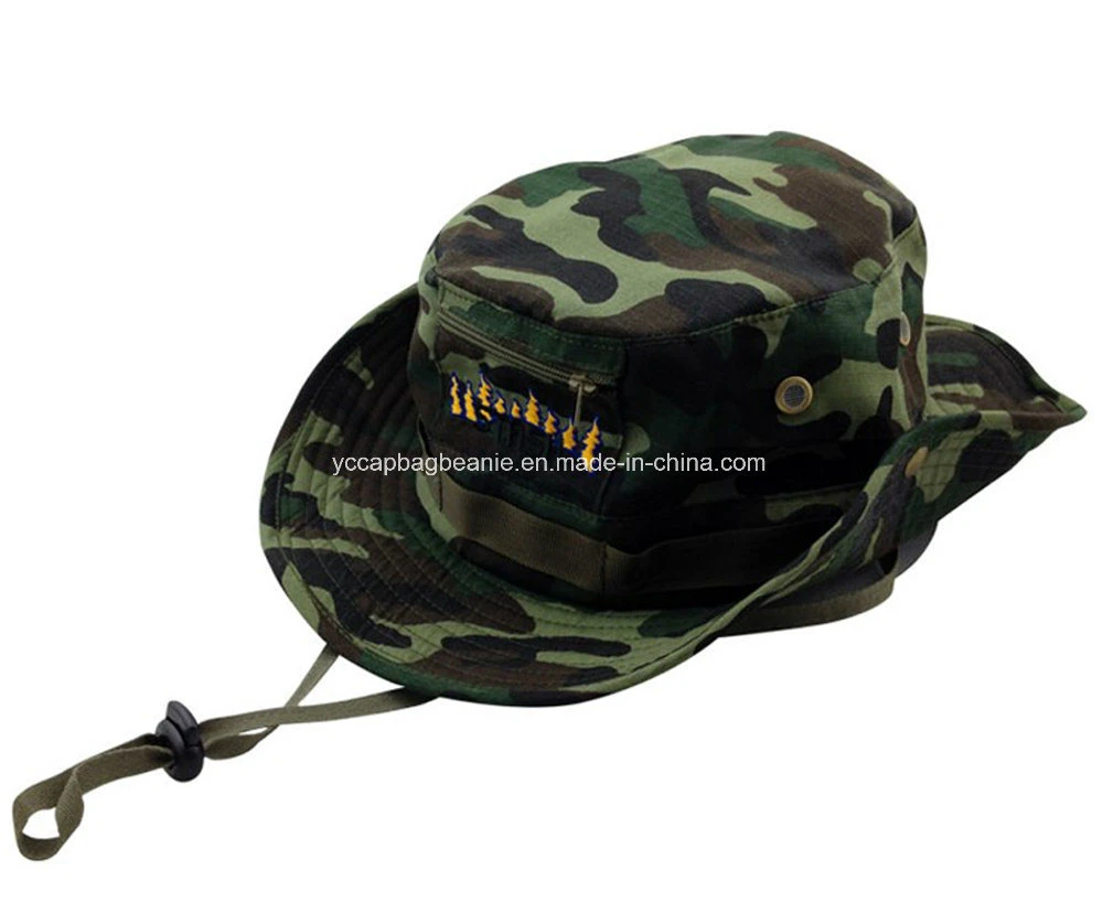 100% Cotton Wide Brim Plain Camo Jungle Bucket Hat