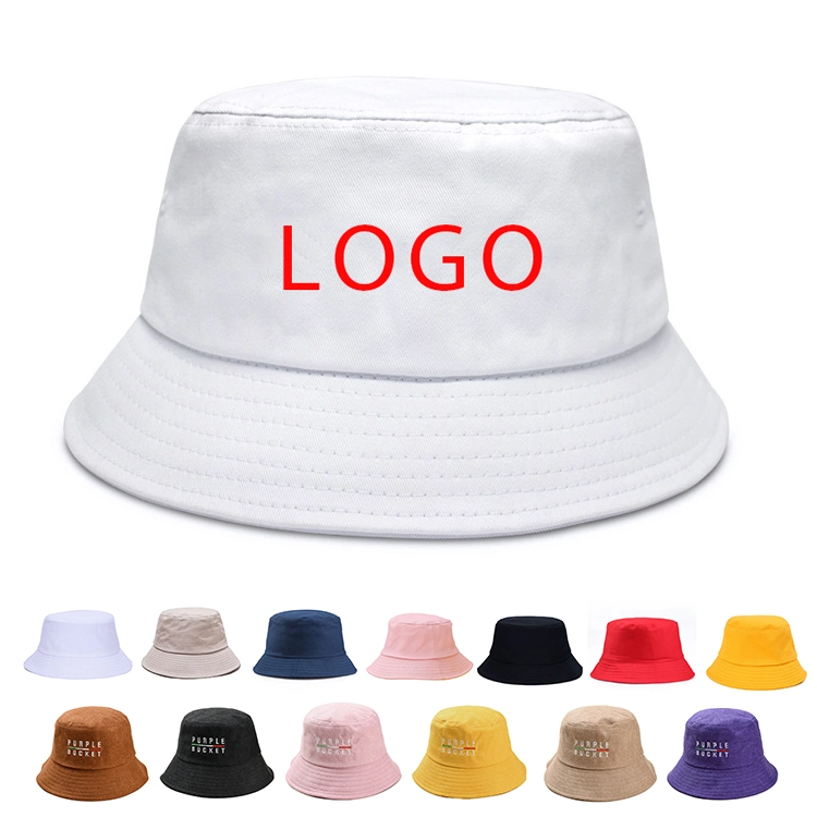 Bulk Wholesale Cotton Plain White Custom Logo Unisex Blank Fishing Cap Bucket Hat