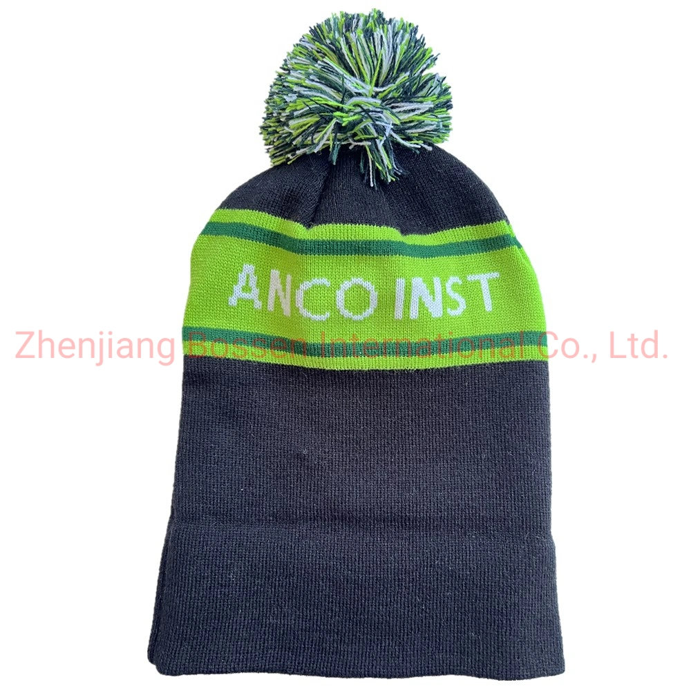 China Hat Factory OEM Custom Logo Embroidered Jacquard RPET Acrylic Winter Knitted Beanie Cap Snowboard Ski Camping Winter Beanie Hat