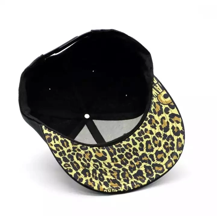 Custom Hiphop Basketball Team Hat 3D Embroidery Black Printed Under Brim Vintage Caps Flat Brim Hip Hop Black Snapback Hat