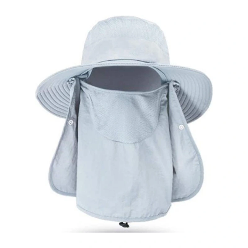 Waterproof Detachable UV Sun Protection Neck Flap Wide Brim Bucket Fishing Hat