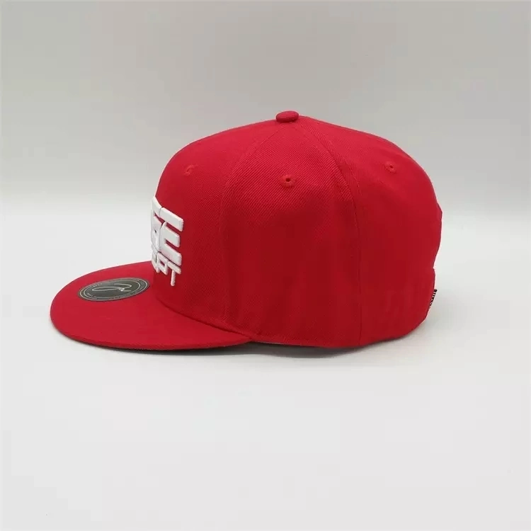 Dephens01 Factory Wholesale Custom Sports Wear 6 Panel Wool Blend Red 3D Embroidery Suede Cotton Twill Printed Snapback Hat Caps with Sticker