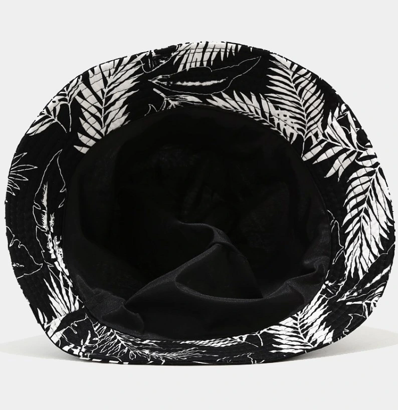 Reversible Palm Leaf Print Fisherman Bucket Hat Holiday Music Festival Sun Hats